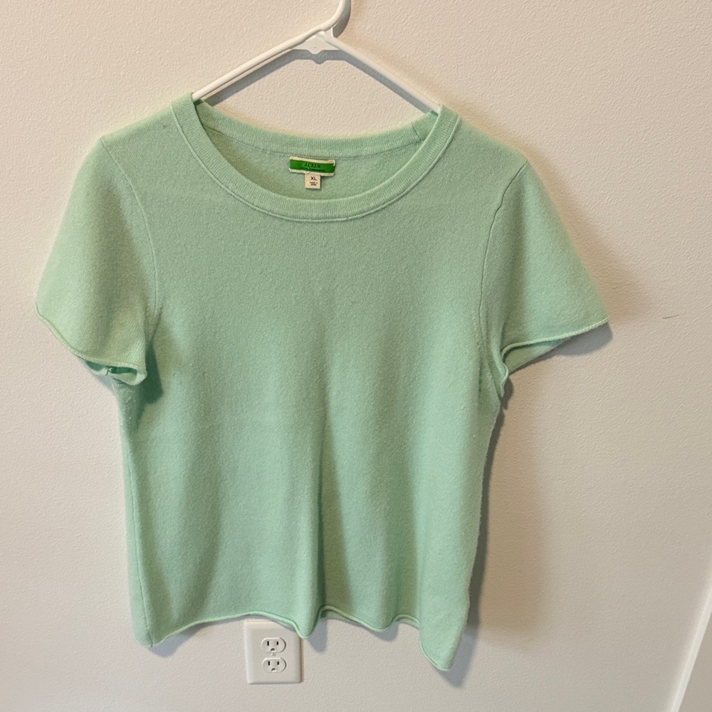 J. Crew Mint Green Short Sleeve Crewneck Top Cashmere